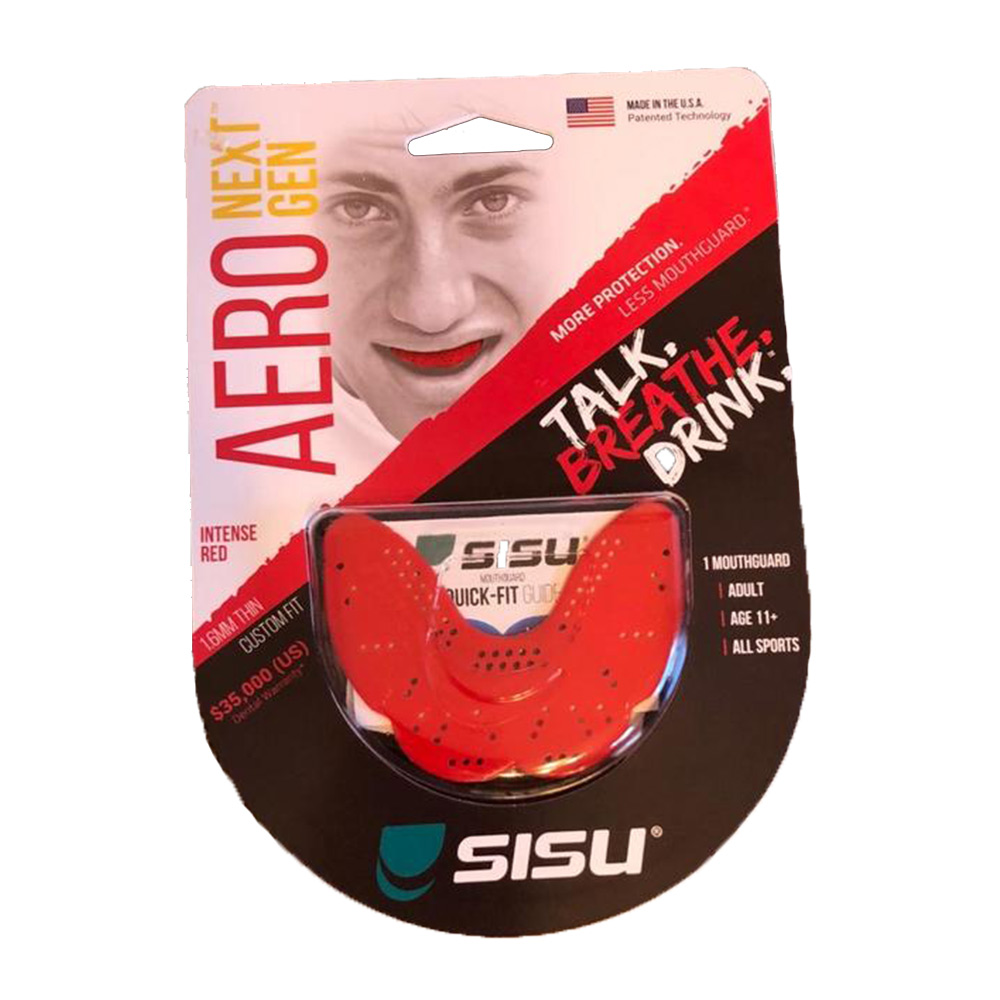 Sisu Mouthguards Aero 1.6mm Custom Fit Sports Mouthguard for Youths/Adults Small Intense Red 